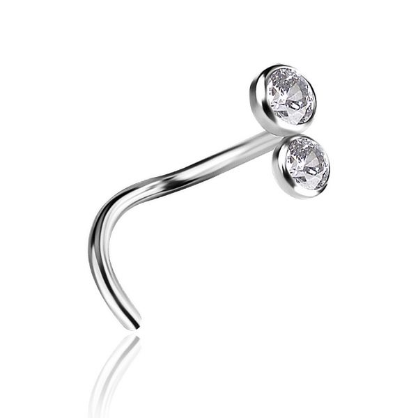 Nose piercing with two Premium Crystals
