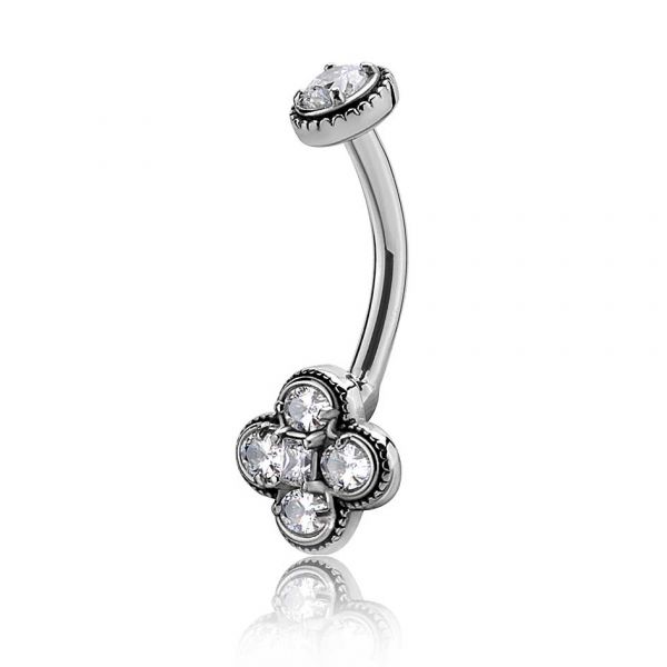 Banana piercing ombligo con doble joya
