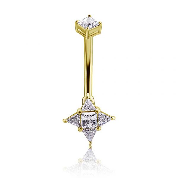 Goldenes Bauchnabelpiercing mit Kristallstern