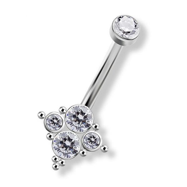HAND-POLISHED NAVEL PIERCING WITH CRYSTALS