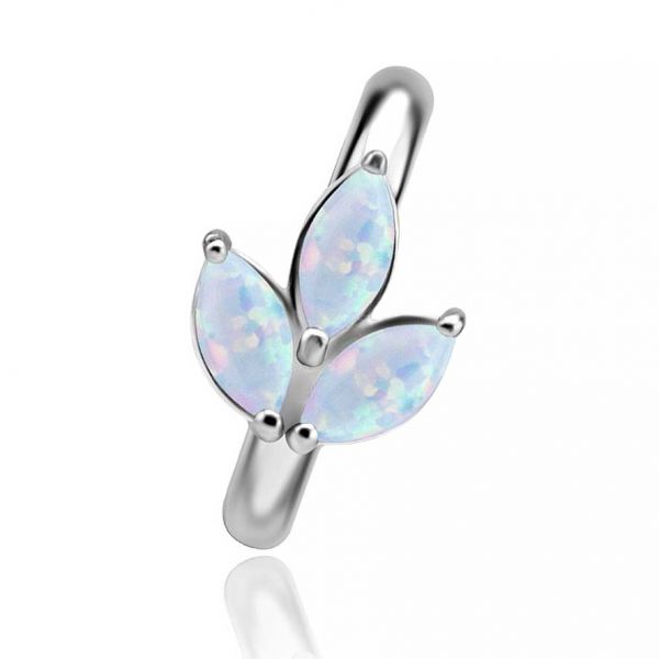 Navel piercing with opal lotus flower