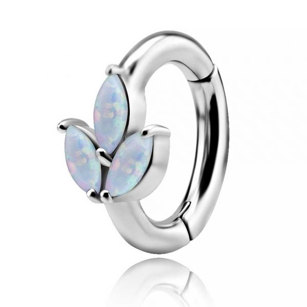 Navel piercing with opal lotus flower