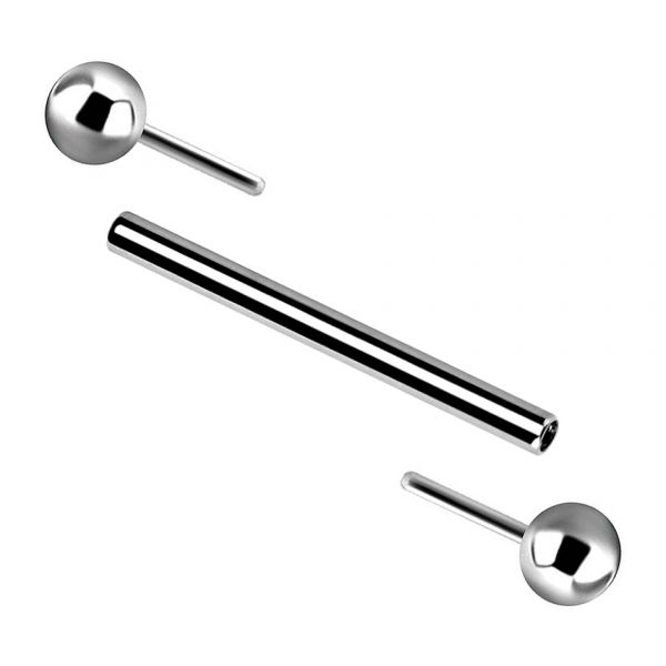 Threadless piercing bar with two balls