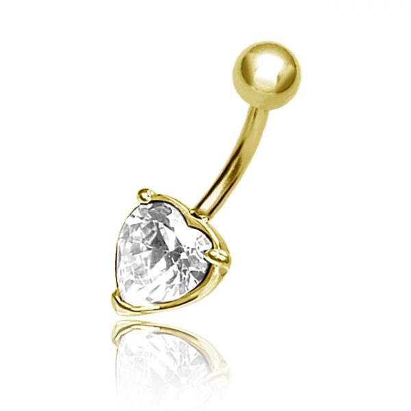 Piercing per ombelico con cuore in cristallo