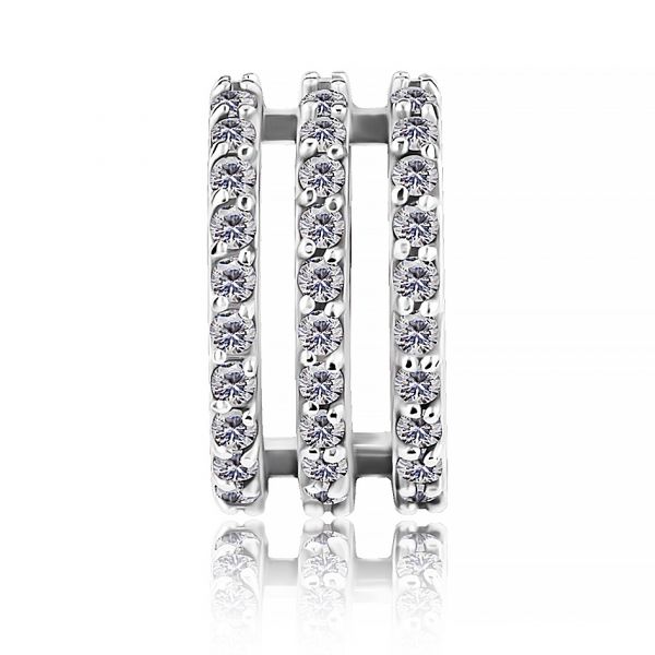 Clicker jewel with three rows of crystals
