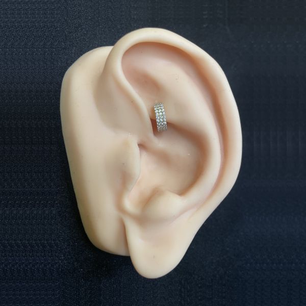 GOLDEN CLICKER RING WITH CRYSTALS FOR HELIX PIERCING
