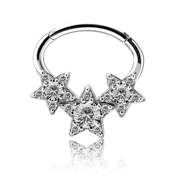 Three stars ring for septum piercing and daith