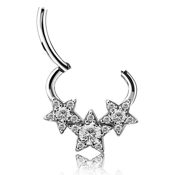Three stars ring for septum piercing and daith