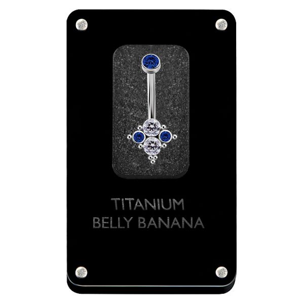 Hand-polished navel piercing with crystals