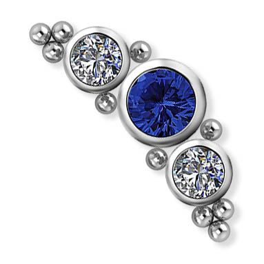 Three premium zirconia crystals for piercing
