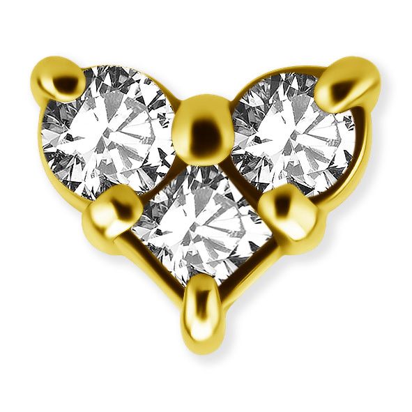 Ricambio placcato oro a forma di cuore per piercing con filetto interno