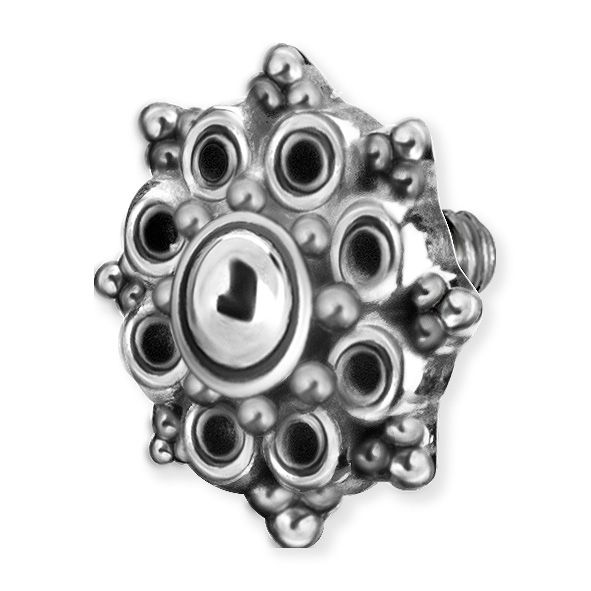 Microdermal component with tribal flower for internal thread items