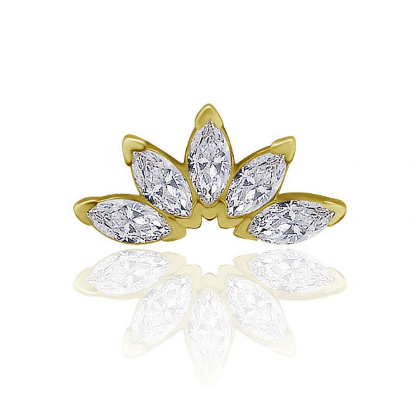 Replacement gold piercing with zirconia lotus flower