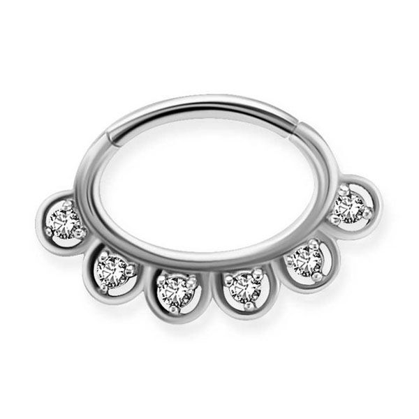 HINGED ROOK PIERCING CLICKER WITH CRYSTALS