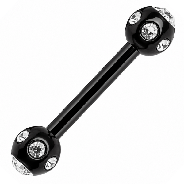 SCHWARZES BRUSTWARZENPIERCING MIT KRISTALLEN