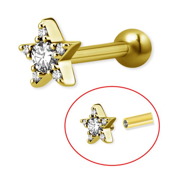 Star with gold-plated bar and inner thread