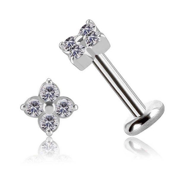 BLUMENFÖRMIGER THREADLESS OHRRING MIT PREMIUM CUBIC ZIRKONIA