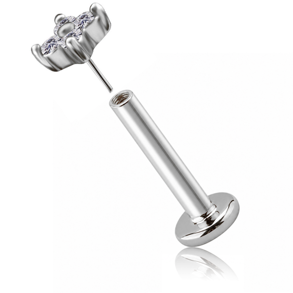 BLUMENFÖRMIGER THREADLESS OHRRING MIT PREMIUM CUBIC ZIRKONIA