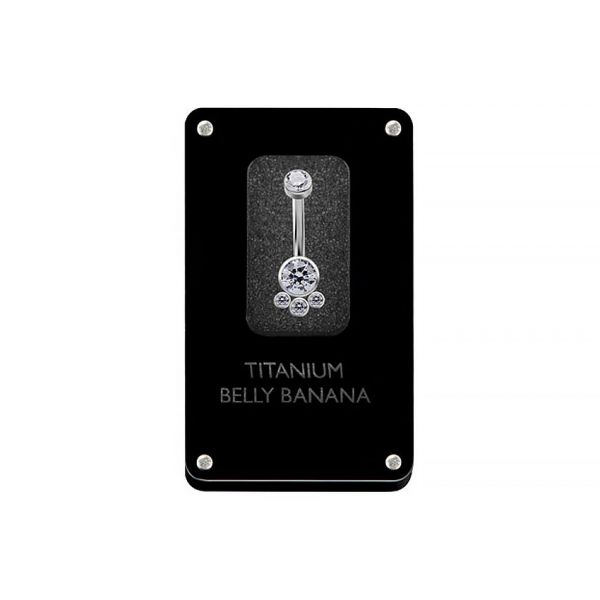 HAND-POLISHED TITANIUM NAVEL JEWEL WITH CRYSTALS