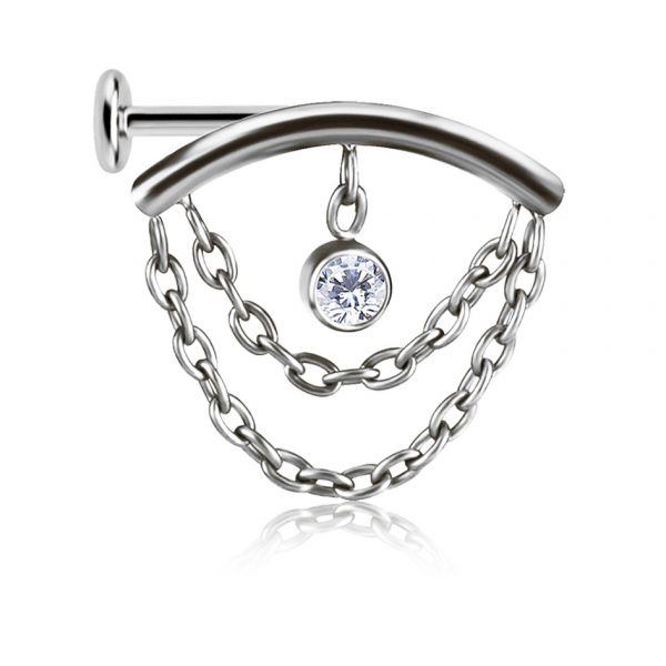 BIJOU FLAT-HELIX AVEC CHAÎNES ET ZIRCONE PREMIUM