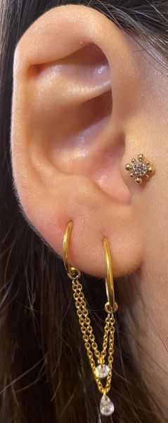 DOUBLE CHAIN WITH CRYSTALS FOR RING PIERCING