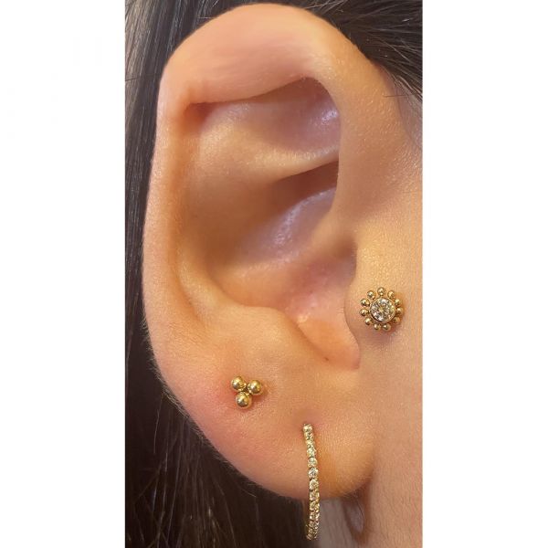 CRYSTAL AND GOLD TITANIUM PIERCING BAR