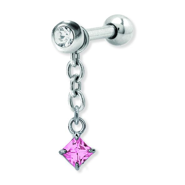 Tragus bar and pendant rhombus