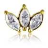 REPLACEMENT PIERCING WITH THREE LEAVES OF GOLD MARQUISE CUT CRYSTALS