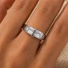 SILVER RING WITH DOUBLE CRYSTAL
