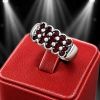 SILVER RING WITH GARNETS