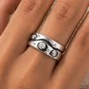 SILVER RING WITH WAVES AND CRYSTALS