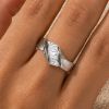 SILVER RING WITH BAGUETTE-CUT CRYSTALS