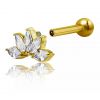 GOLD-PLATED BARBELL WITH 5 CRISTAL LEAVES