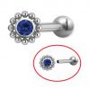 Bar piercing and component with crystal and spheres