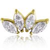 ERSATZPIERCING IN GOLD MIT LOTUSBLUME MIT VIER KRISTALLEN