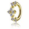 PIERCING OVALE PER OMBELICO PLACCATO ORO CON FIORI DI CRISTALLO
