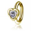 PIERCING OVALE PER OMBELICO PLACCATO ORO CON CUORE DI CRISTALLO
