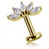 PIERCING CHAPADO EN ORO SIN HILO CON ACCESORIO EN FORMA DE LOTO