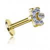 LABRET CON FIORE IN PREMIUM ZIRCONIA PLACCATO ORO