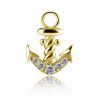 Golden pendant with crystal anchor for circular earrings