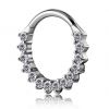 Rook piercing clicker with clear cubic zirconia