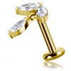 PIERCING PLAQUÉ OR EN FORME DE FEUILLES DE CRISTAL