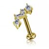LABRET AUS GOLDBESCHICHTETEM TITAN THREADLESS MIT PREMIUM CUBIC ZIRCONIA ERSATZ