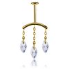 LABRET VERTICAL HELIX PLAQUÉ OR AVEC TROIS GOUTTES DE CRISTAL