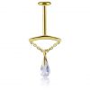 VERTICAL HELIX WITH SOLID GOLD REPLACEMENT WITH GENUINE TOPAZ