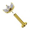 PIERCING SIN HILO BAÑADO EN ORO CON REPUESTO DE FLOR DE LOTO