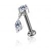 THREADLESS LABRET WITH PREMIUM CUBIC ZIRCONIA REPLACEMENT AND TEARDROP DANGLE