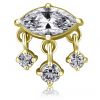Golden eye-shaped piercing with hanging crystals