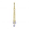 Golden earring and charm with chains and zirconia crystals