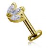 PIERCING AVEC LABRET ET PIÈCE DE FLEUR AVEC CRISTAUX D'OR